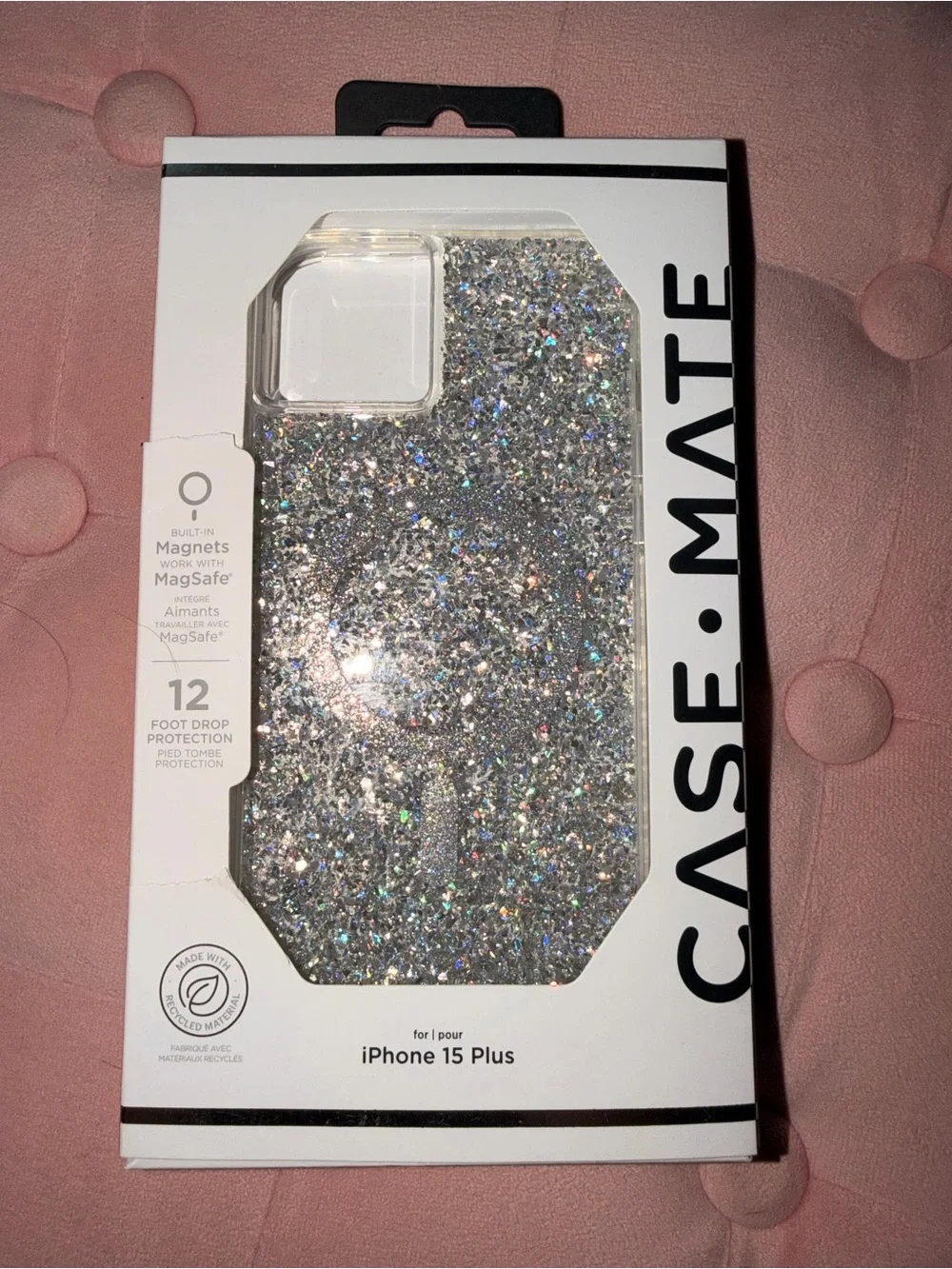 case-mate Silver Glitter iPhone 15 Plus Protective Case